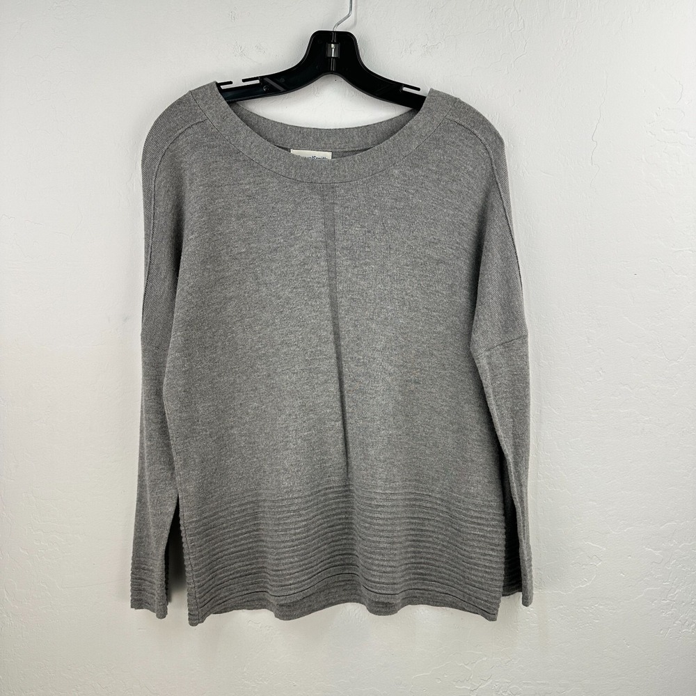 TravelSmith Sweater Womens Medium Gray Ribbed Knit Stretch Office Work‎ Minimal